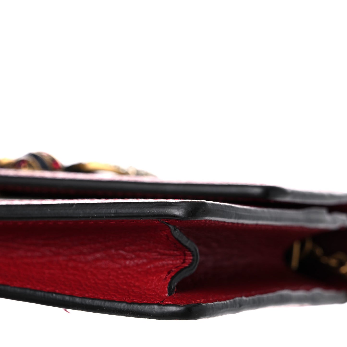 GG Supreme Monogram Web Queen Margaret Chain Wallet Red