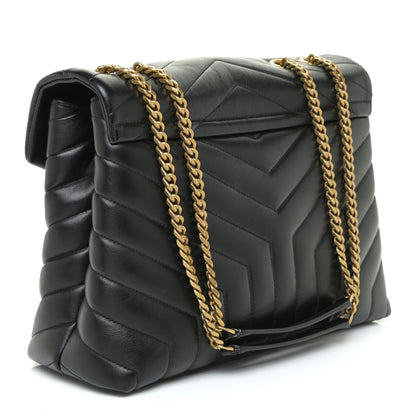 Saint Laurent Calfskin Y Quilted Monogram Medium Loulou Chain Satchel Black 3 of 17