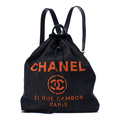 Chanel Canvas Large Deauville Backpack Denim Blue 1 of 10
