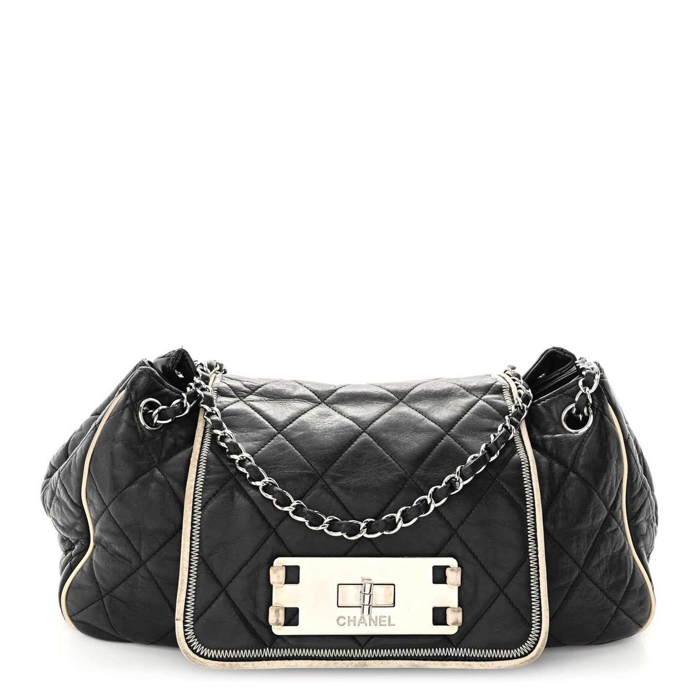 Lambskin Quilted East West Accordion Flap Black