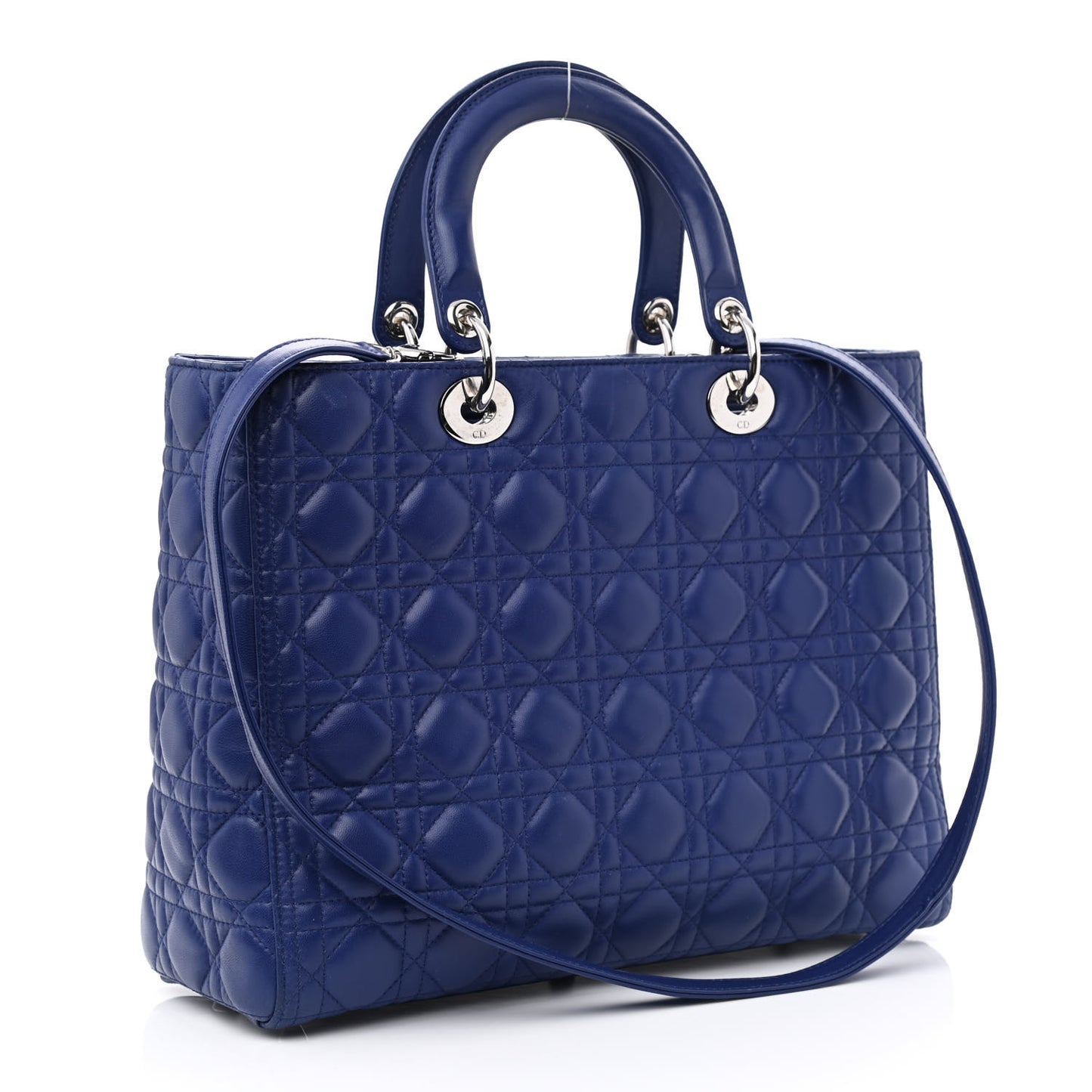 Lambskin Cannage Large Lady Dior Blue