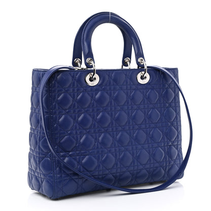 Christian Dior Lambskin Cannage Large Lady Dior Blue 3 of 11