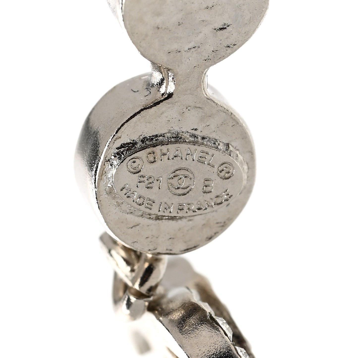 Crystal CC Drop Earrings Silver