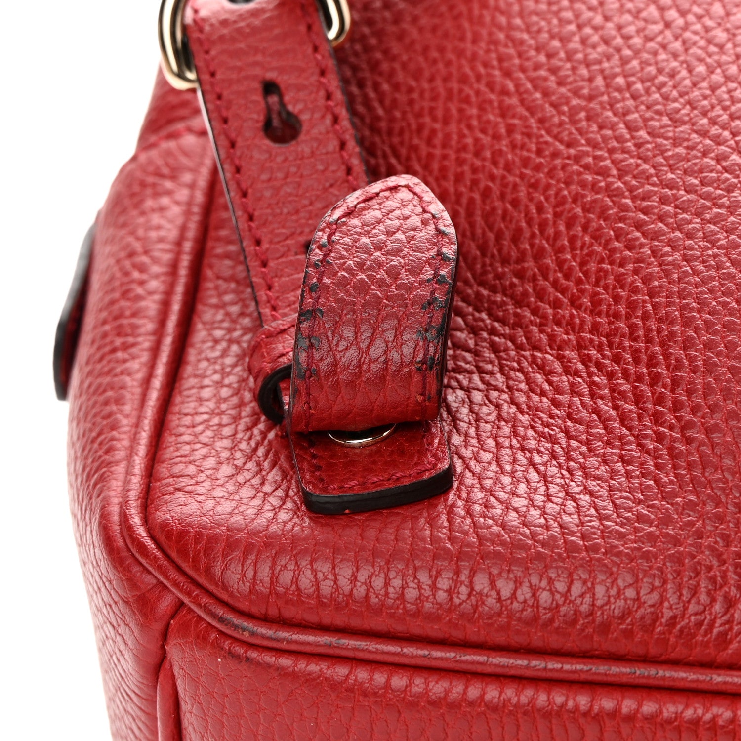 Gucci Pebbled Calfskin Soho Chain Backpack Hibiscus Red 14 of 15