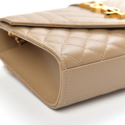Saint Laurent Grain De Poudre Textured Mixed Matelasse Triquilt Small Monogram Satchel Dark Beige 8 of 9