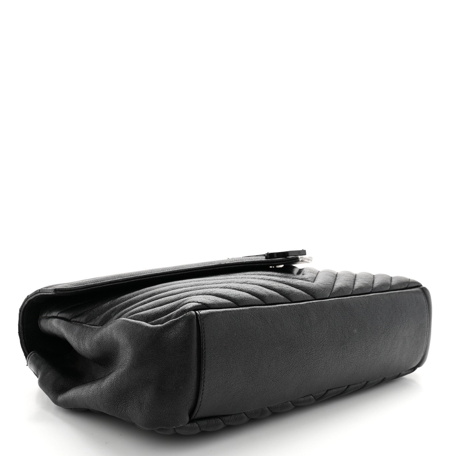 Saint Laurent Sheepskin Matelasse Chevron Monogram Monochrome Large College Satchel Black 4 of 10