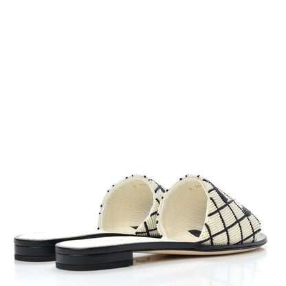 Chanel Pearl Embroidery Flat Sandals 37 White Black 4 of 11