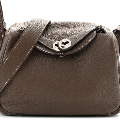 Hermes Taurillon Clemence Mini Lindy 20 Etoupe 8 of 12
