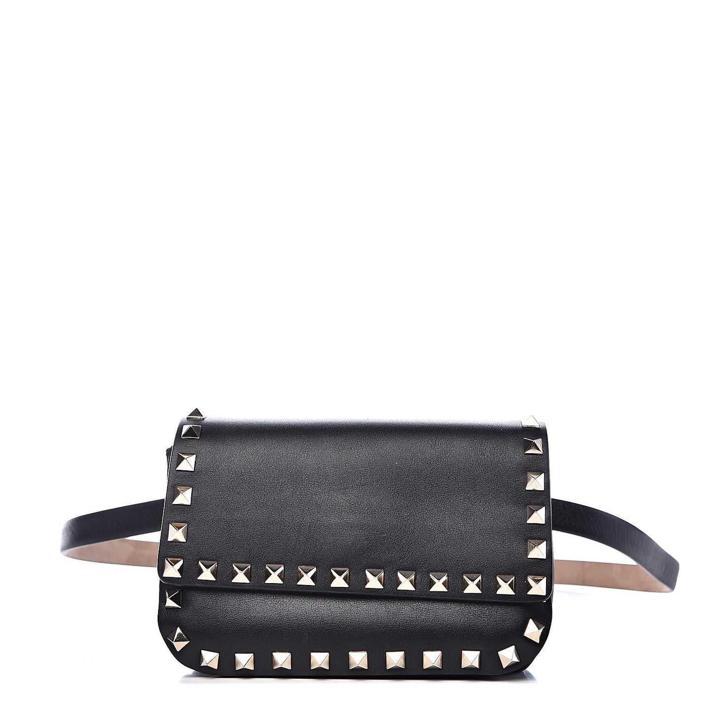 Calfskin Rockstud Belt Bag Black