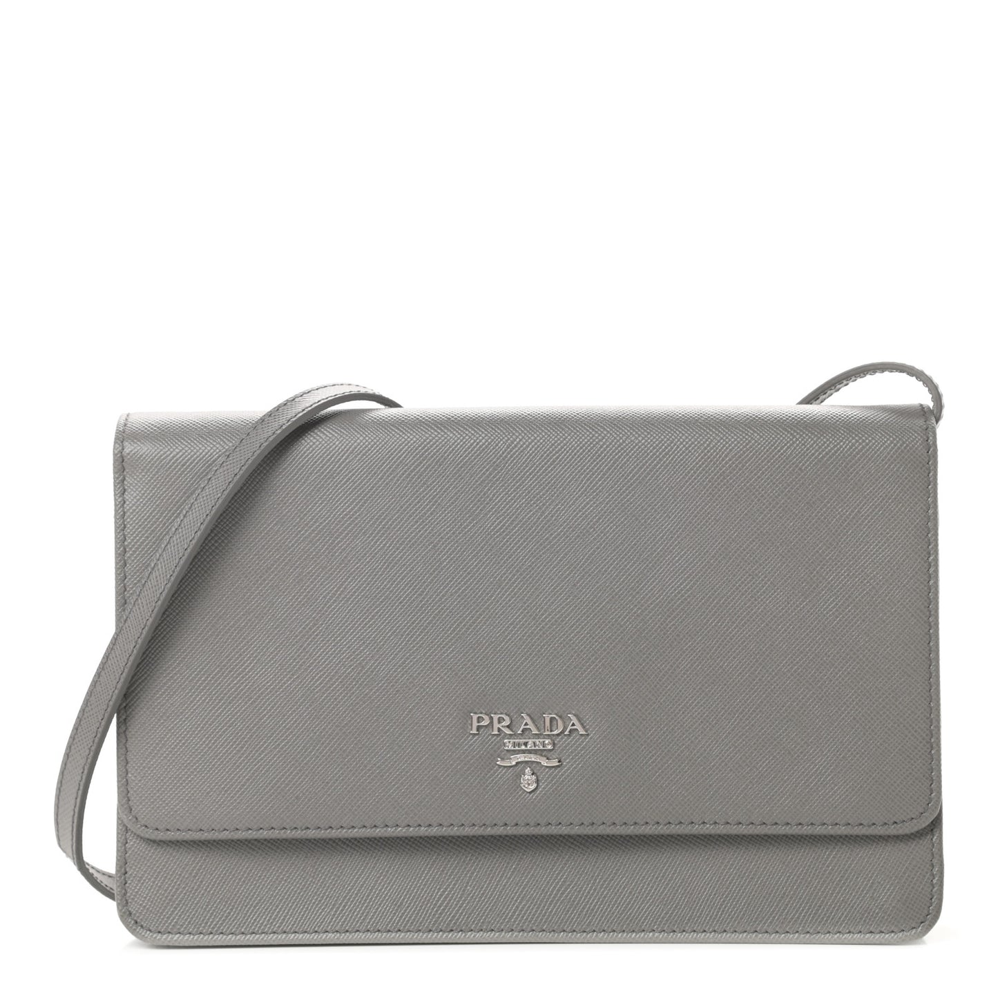 Saffiano Metal Flap Wallet With Strap Marmo