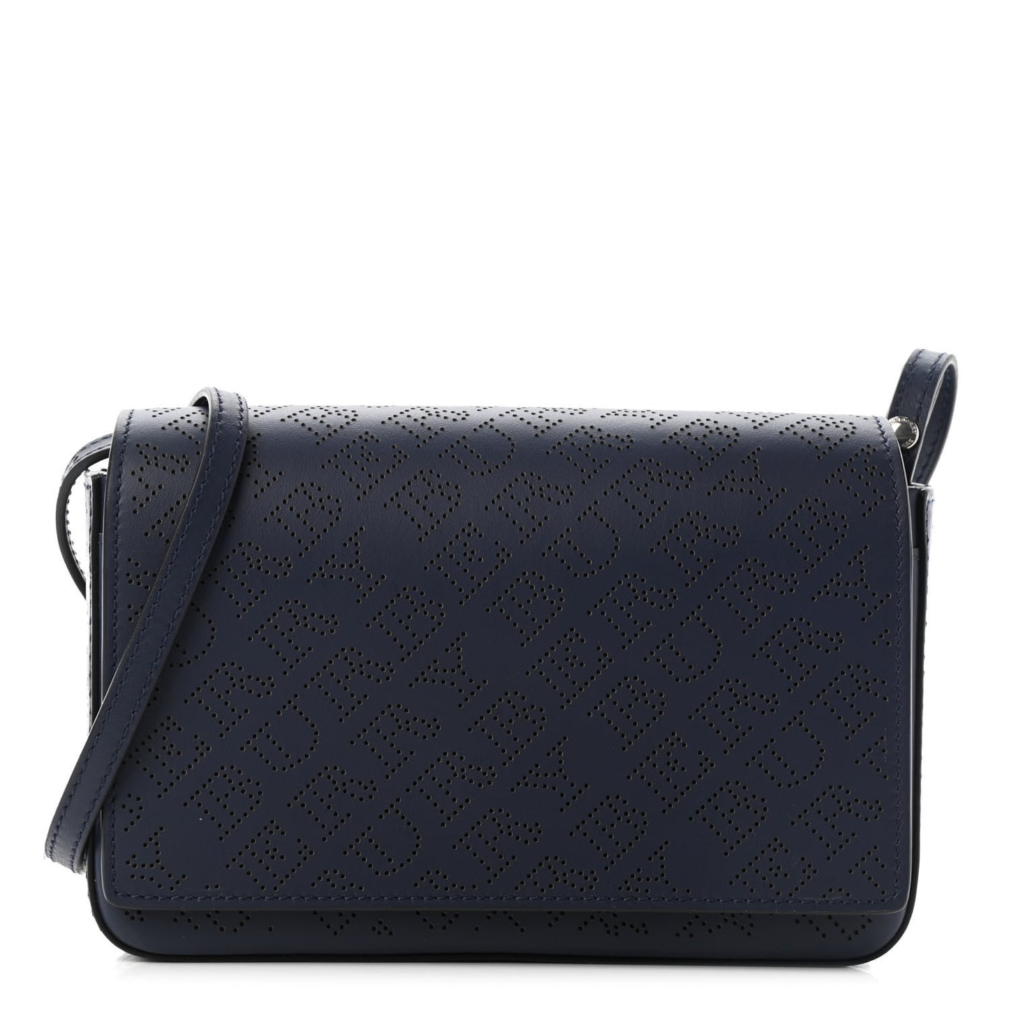 Calfskin Perforated Logo Hampshire Crossbody Navy