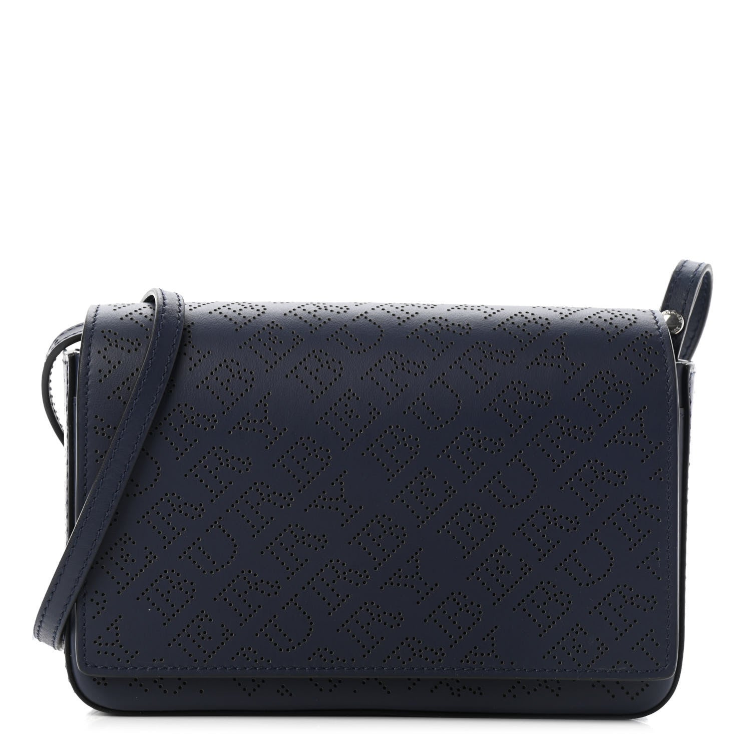 Burberry Calfskin Perforated Logo Hampshire Crossbody Navy 1 of 9