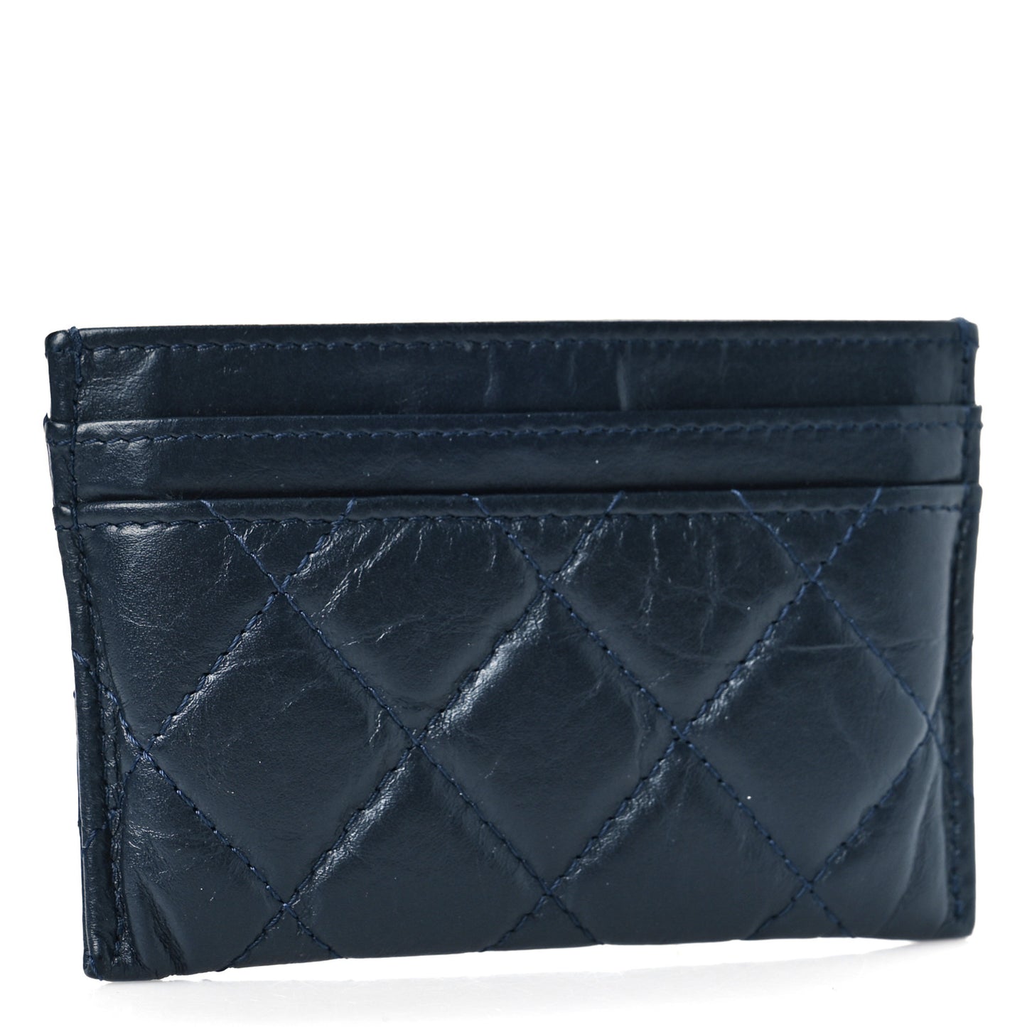 Aged Calfskin Quilted Reissue Card Holder Navy