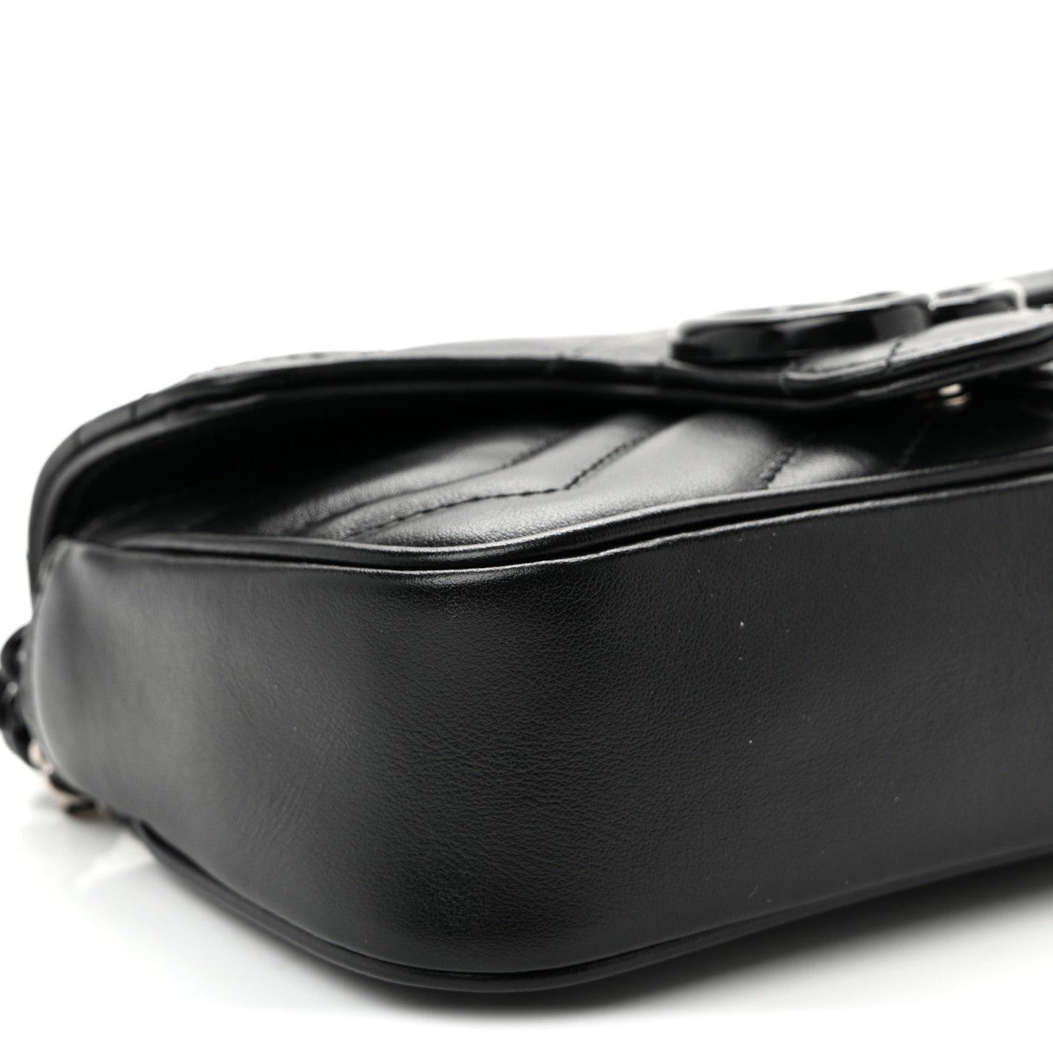 Gucci Calfskin Matelasse Monochrome GG Marmont Chain Belt Bag Black 9 of 10