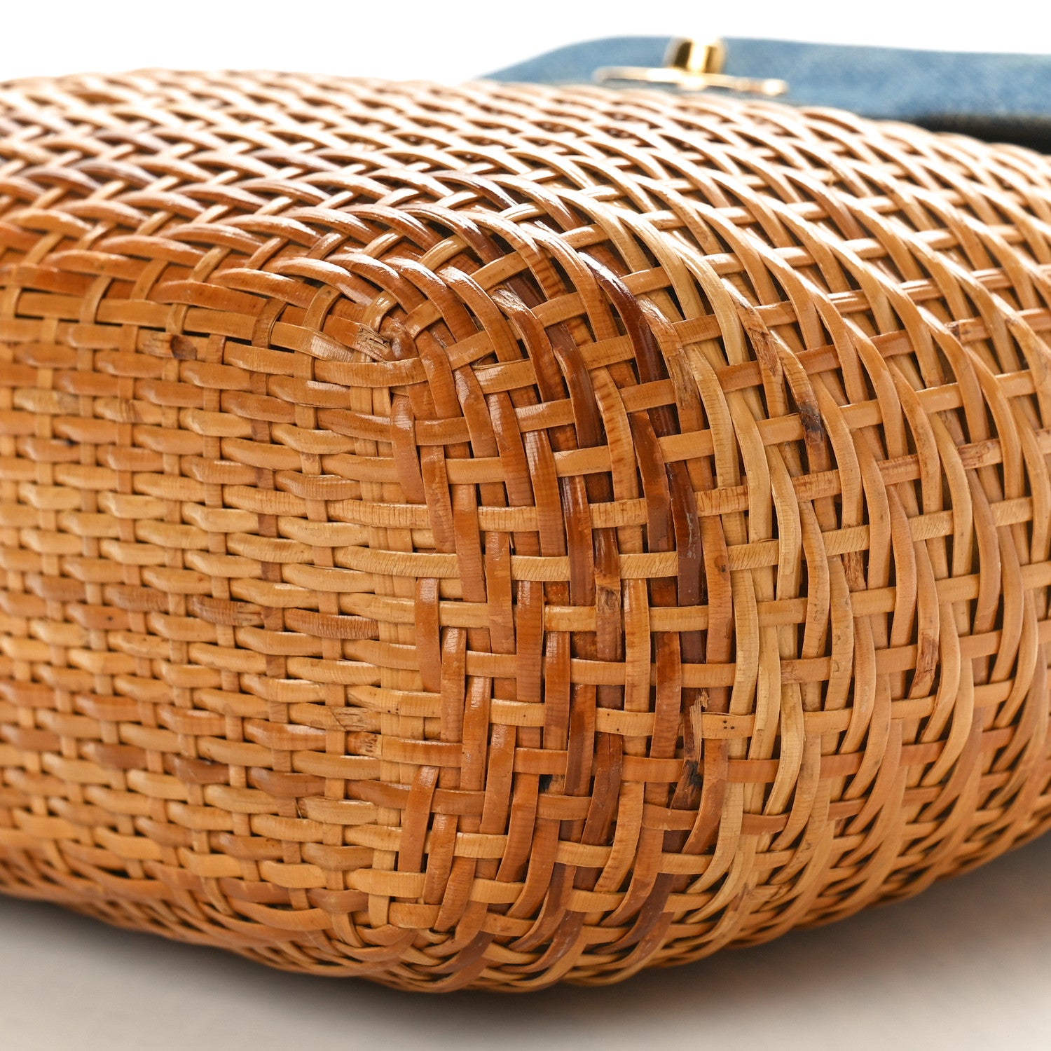 Chanel Denim Rattan Basket Shoulder Bag Blue 10 of 13