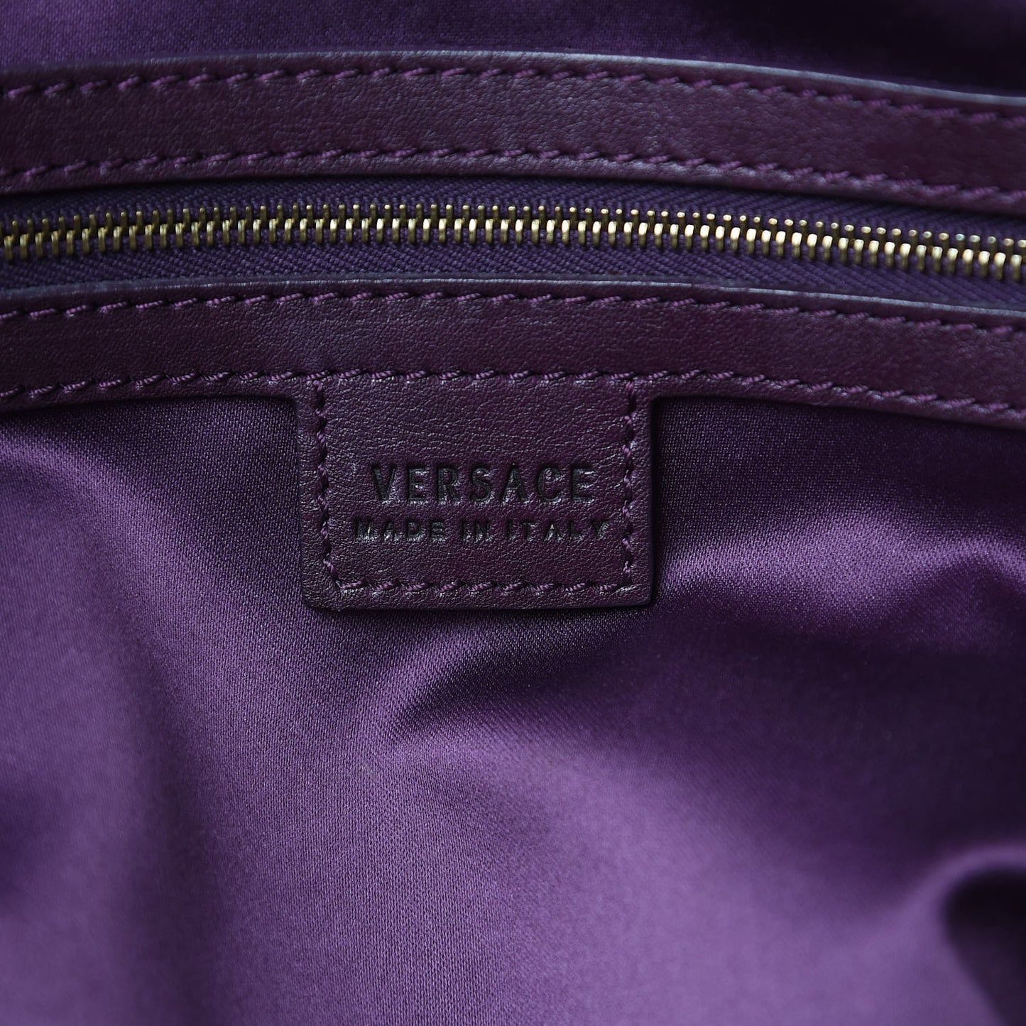 Calfskin Greca Argyle Embossed Patent Medusa Bowler Satchel Purple