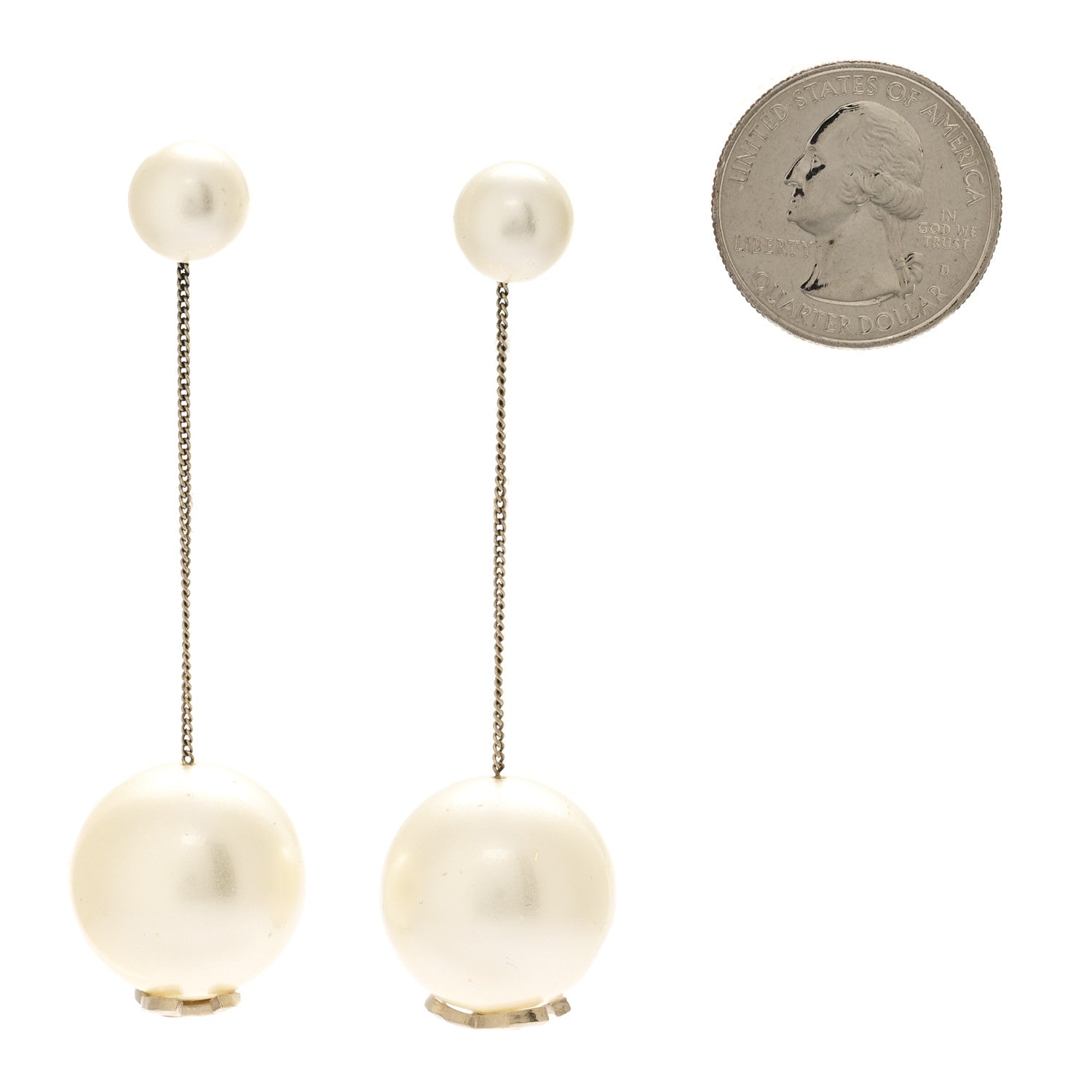 Chanel Pearl CC Drop Earrings Gold 2 of 4