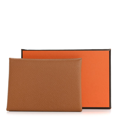 Hermes Epsom Calvi Duo Card Case Gold 8 of 8