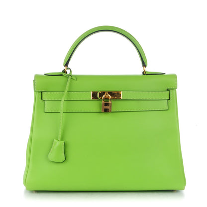 Hermes Veau Gulliver Kelly Retourne 32 Vert Cru 1 of 27