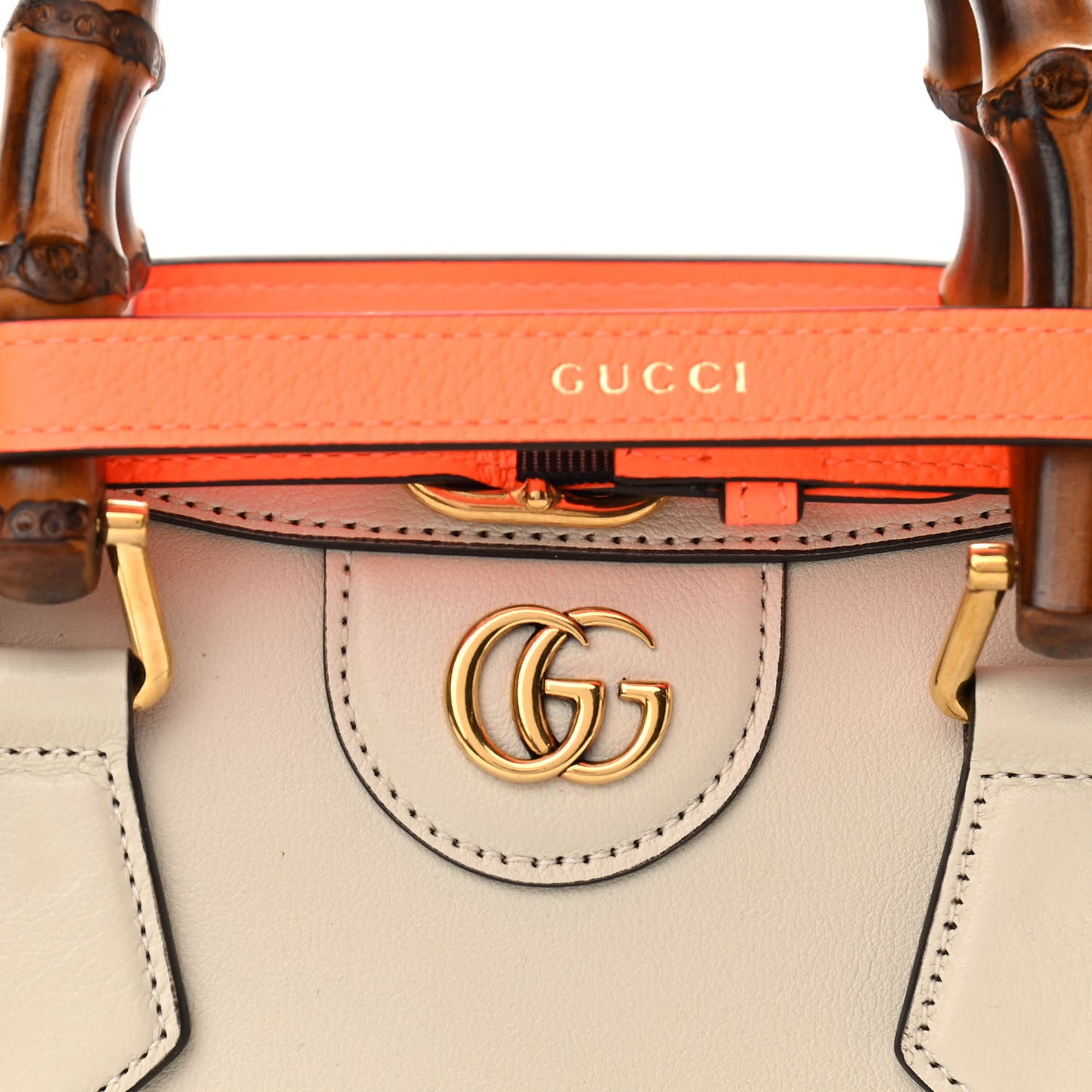 Wonka Grain Calfskin Mini Diana Tote Bag Mystic White Orange Fluo