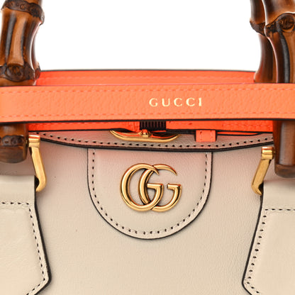 Gucci Wonka Grain Calfskin Mini Diana Tote Bag Mystic White Orange Fluo 8 of 11