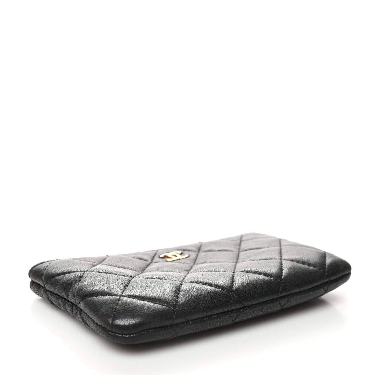Lambskin Quilted Small Cosmetic Case Black