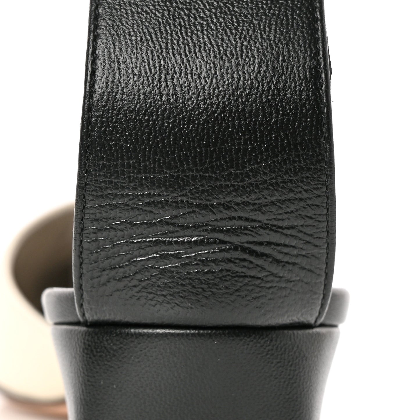 Lambskin Grosgrain Cap Toe Logo Ankle Strap Pumps 38 White Black