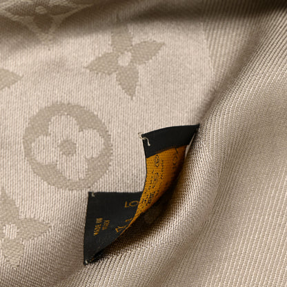 Louis Vuitton Silk Lurex Wool Monogram Shine Shawl Greige 4 of 4