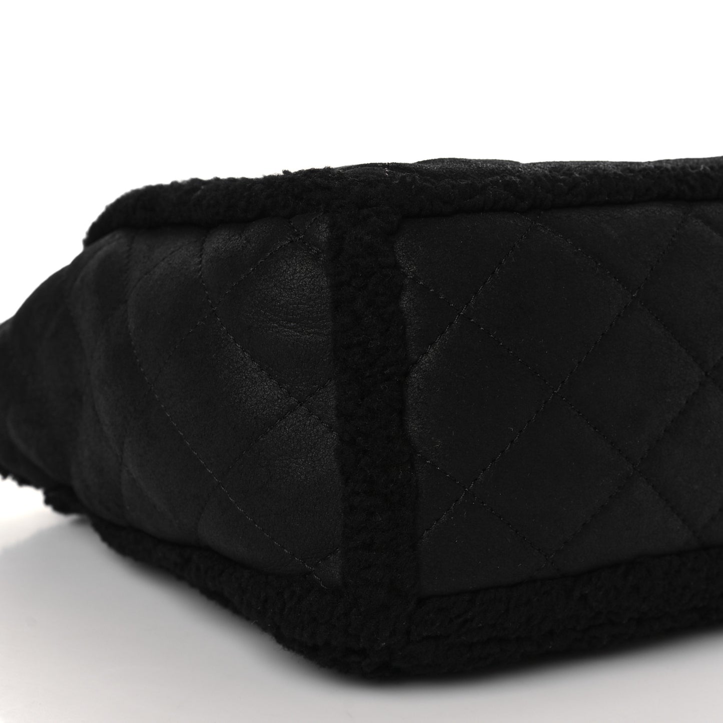 Lambskin Shearling Small Coco Neige Shopping Tote Black