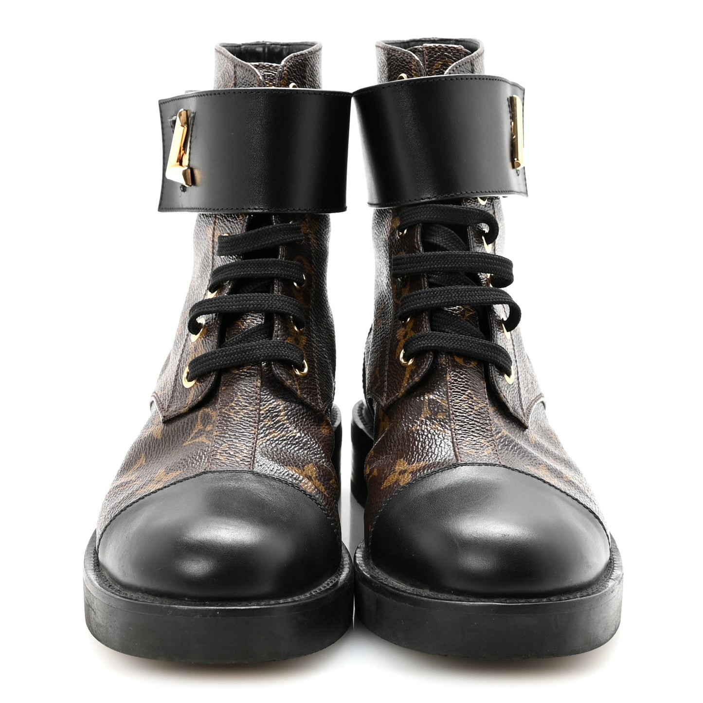 Calfskin Monogram Wonderland Flat Ranger Boots 37 Black