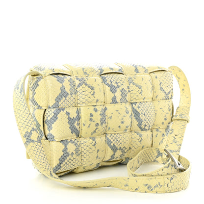 Bottega Veneta Goatskin Python Embossed Padded Cassette Crossbody Bag Kiwi Black Silver 3 of 10