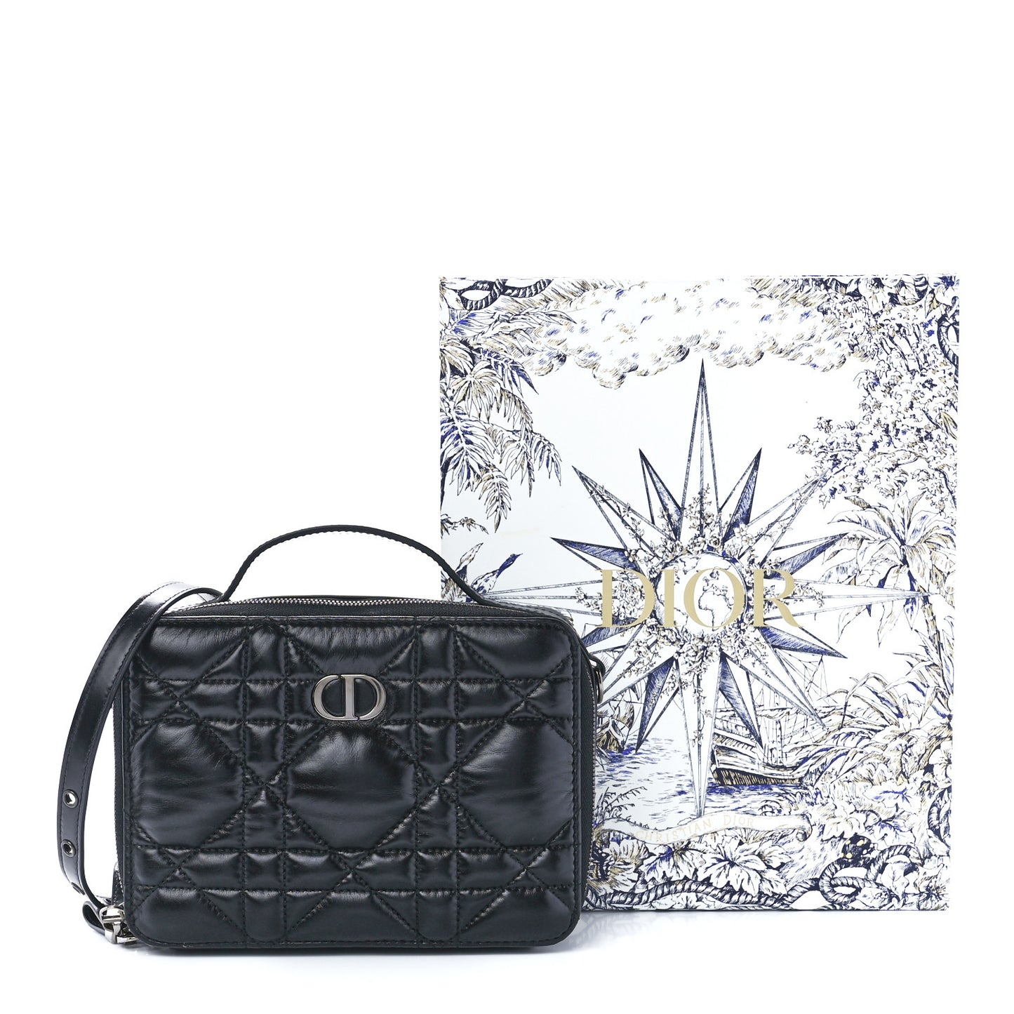 Calfskin Macrocannage Caro Box Bag Black