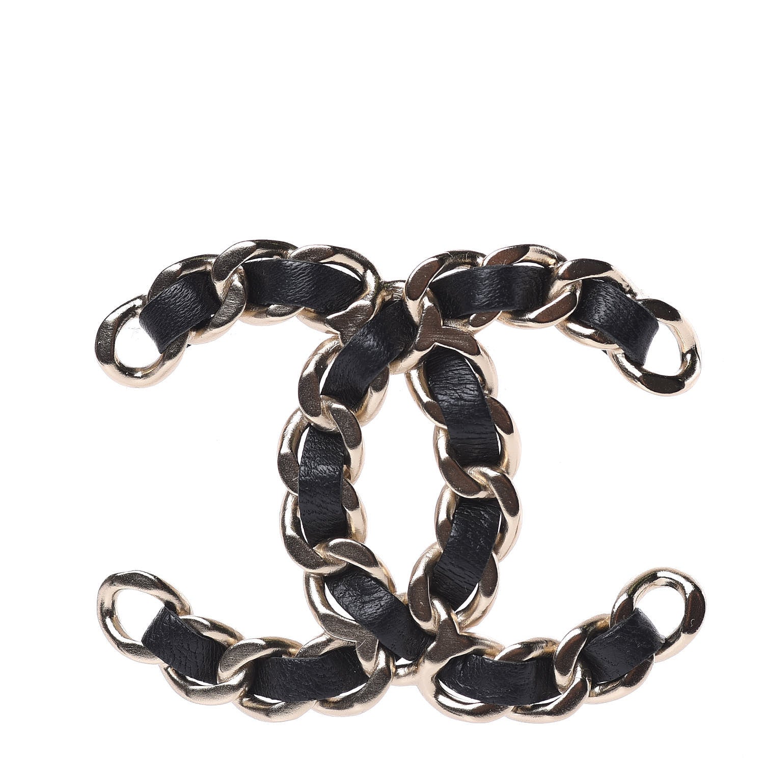 Chanel Lambskin Chain CC Brooch Black Gold 1 of 5