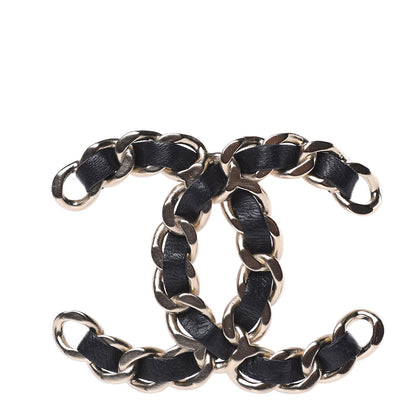 Chanel Lambskin Chain CC Brooch Black Gold 1 of 5