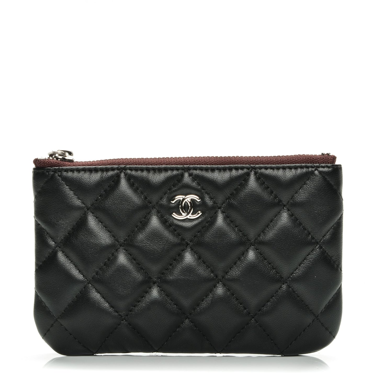 Lambskin Quilted Small Cosmetic Case Black
