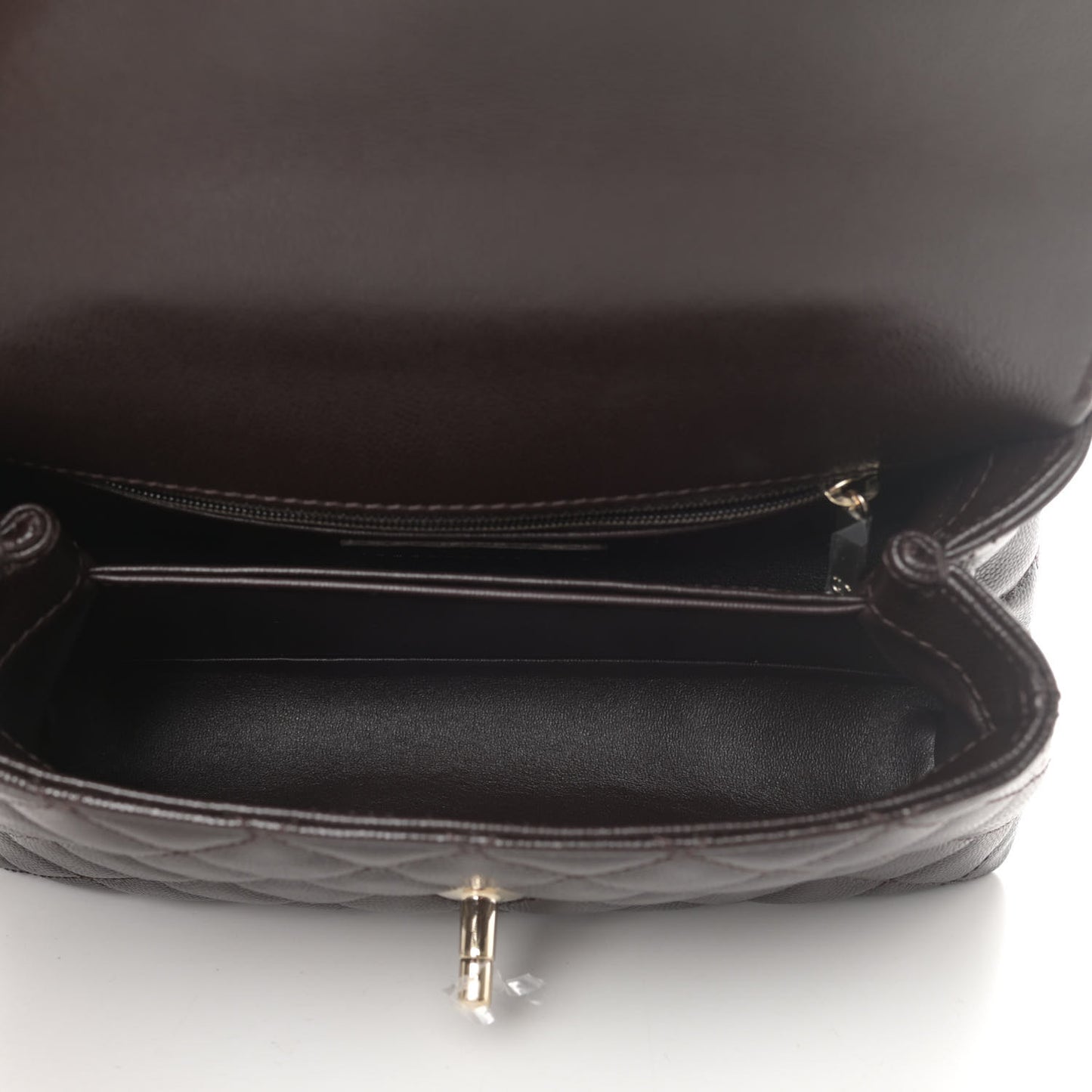 Caviar Quilted Mini Coco Handle Flap Dark Brown