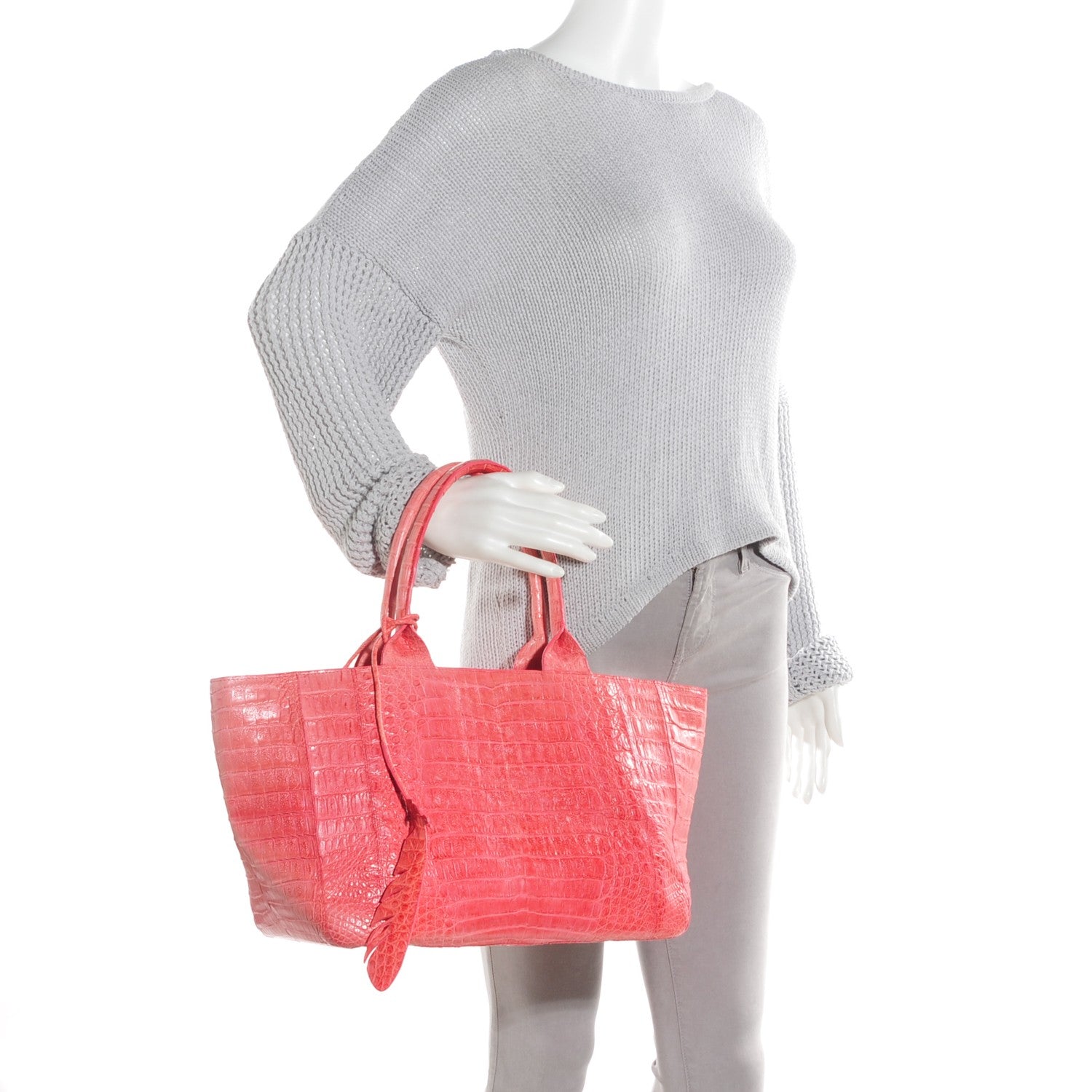 Nancy Gonzalez Crocodile East West Leaf Tote Pink 2 of 7