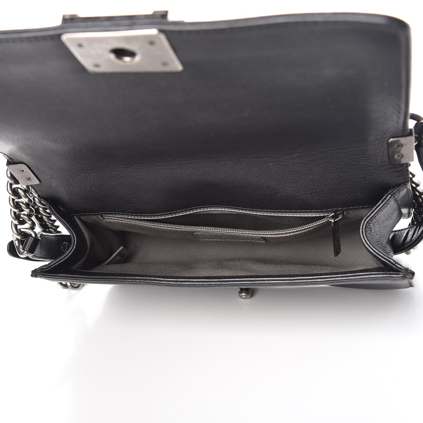Calfskin Crystal Embossed Medium Boy Flap Black