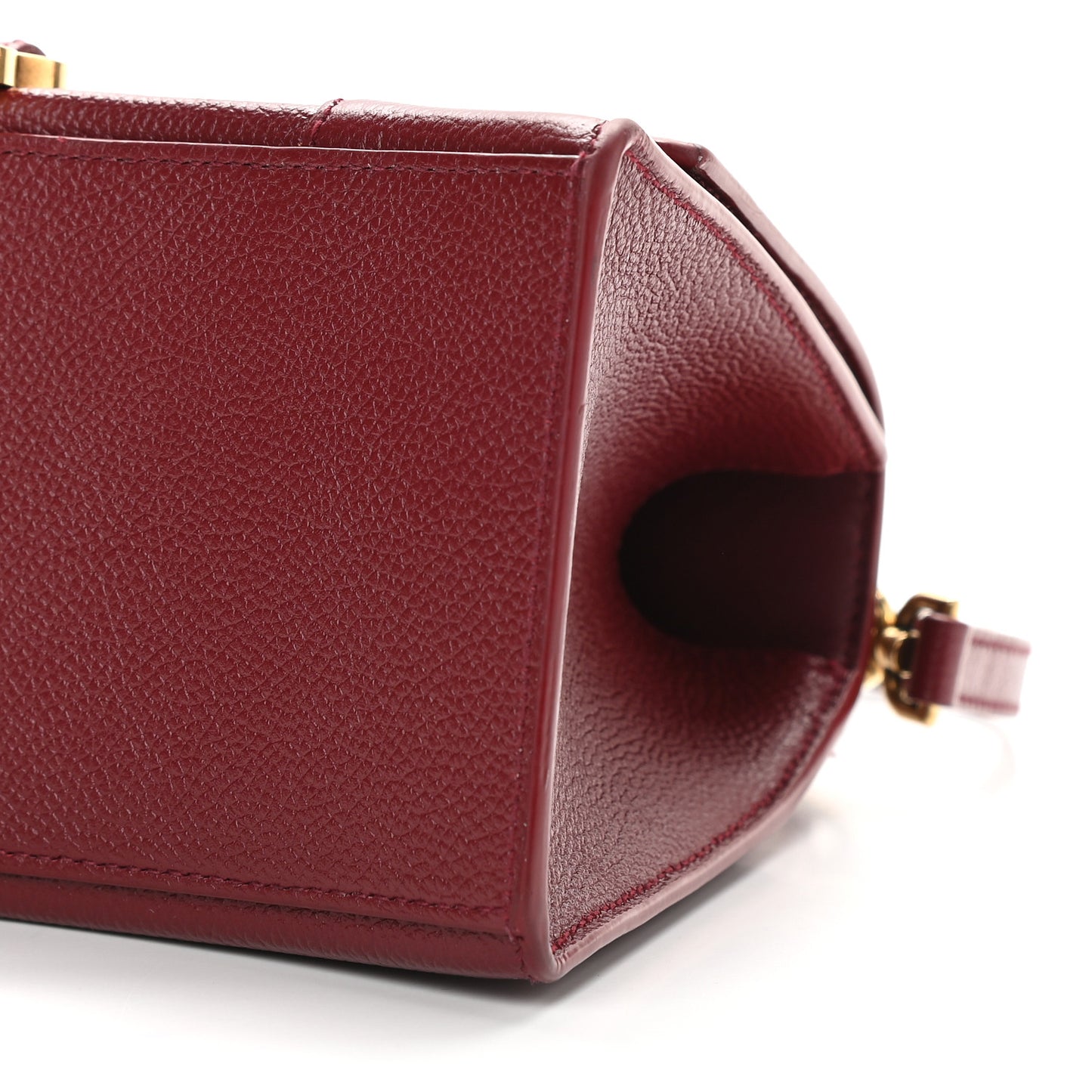 Grained Calfskin Small Hourglass Top Handle Bag Dark Red