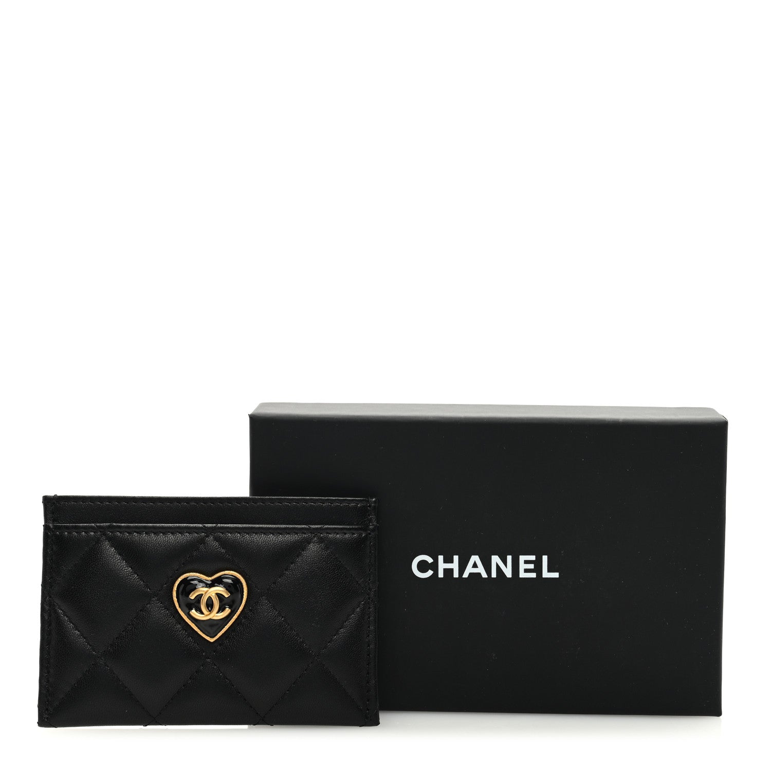 Chanel Lambskin Plexiglass Quilted Coco Love Card Holder Black 8 of 8