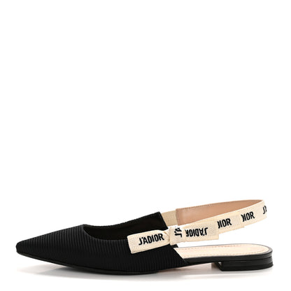 Christian Dior Technical Canvas Ribbon J'Adior Slingback Ballet Flats 39 Black 1 of 11