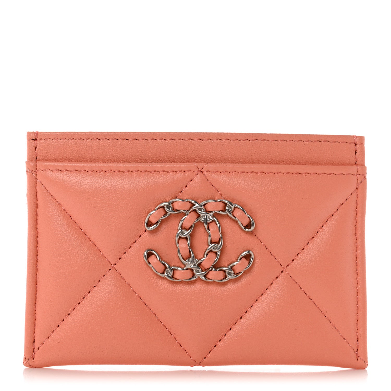 Chanel Lambskin Quilted Chanel 19 Card Holder Light Orange 1 of 8