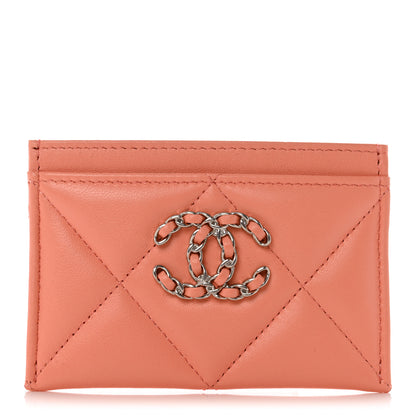 Chanel Lambskin Quilted Chanel 19 Card Holder Light Orange 1 of 8