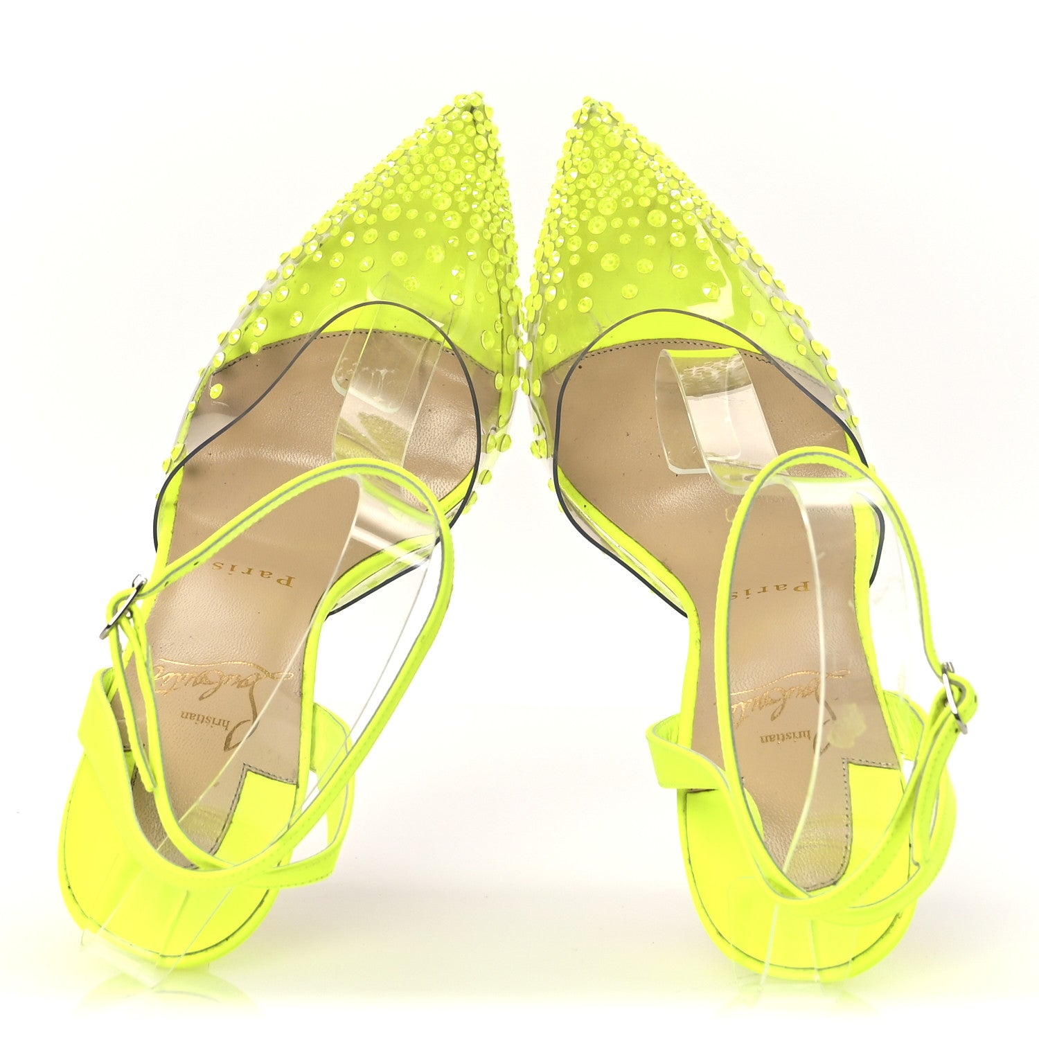 Christian Louboutin PVC Fluo Mat Spikaqueen 100 Pumps 37.5 Version Yellow Fluo 2 of 13