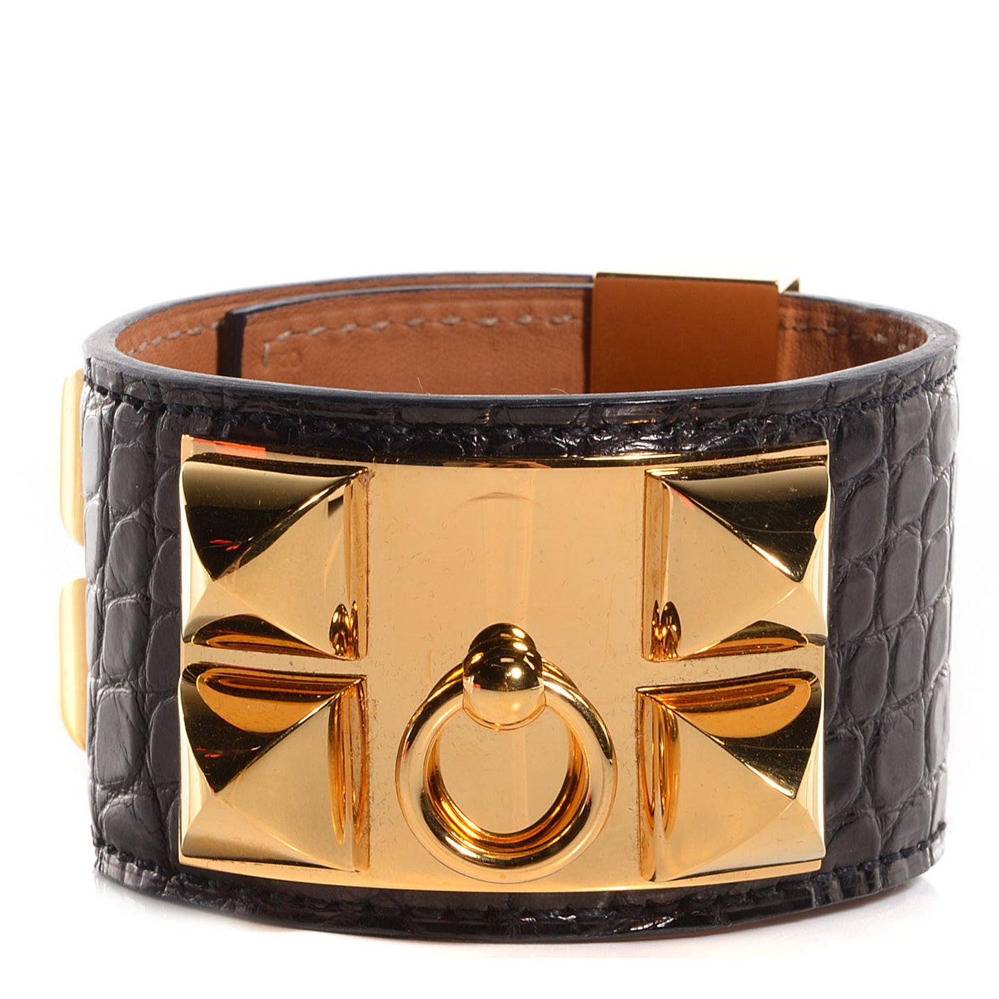 Shiny Alligator Collier De Chien CDC Bracelet Small Black