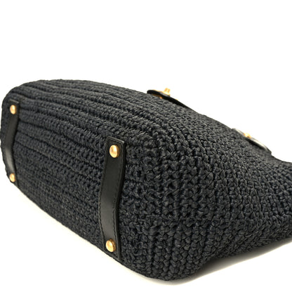 Chanel Straw Raffia Tote Black 10 of 10