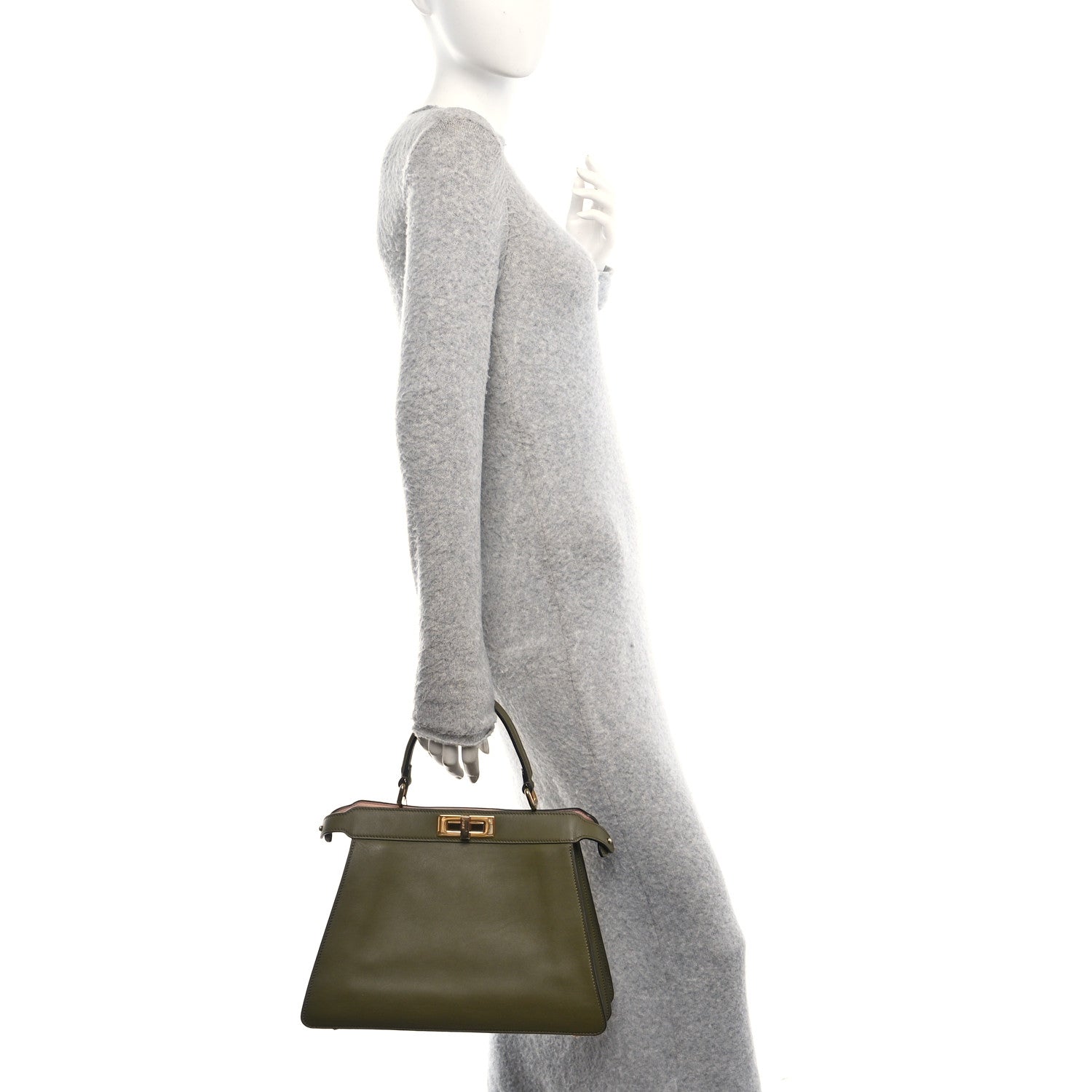 Fendi Vitello Seta Shiny Nappa Medium Peekaboo I SEE U Satchel Avocado Light Rose 2 of 14