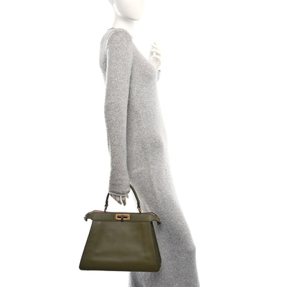 Fendi Vitello Seta Shiny Nappa Medium Peekaboo I SEE U Satchel Avocado Light Rose 2 of 14