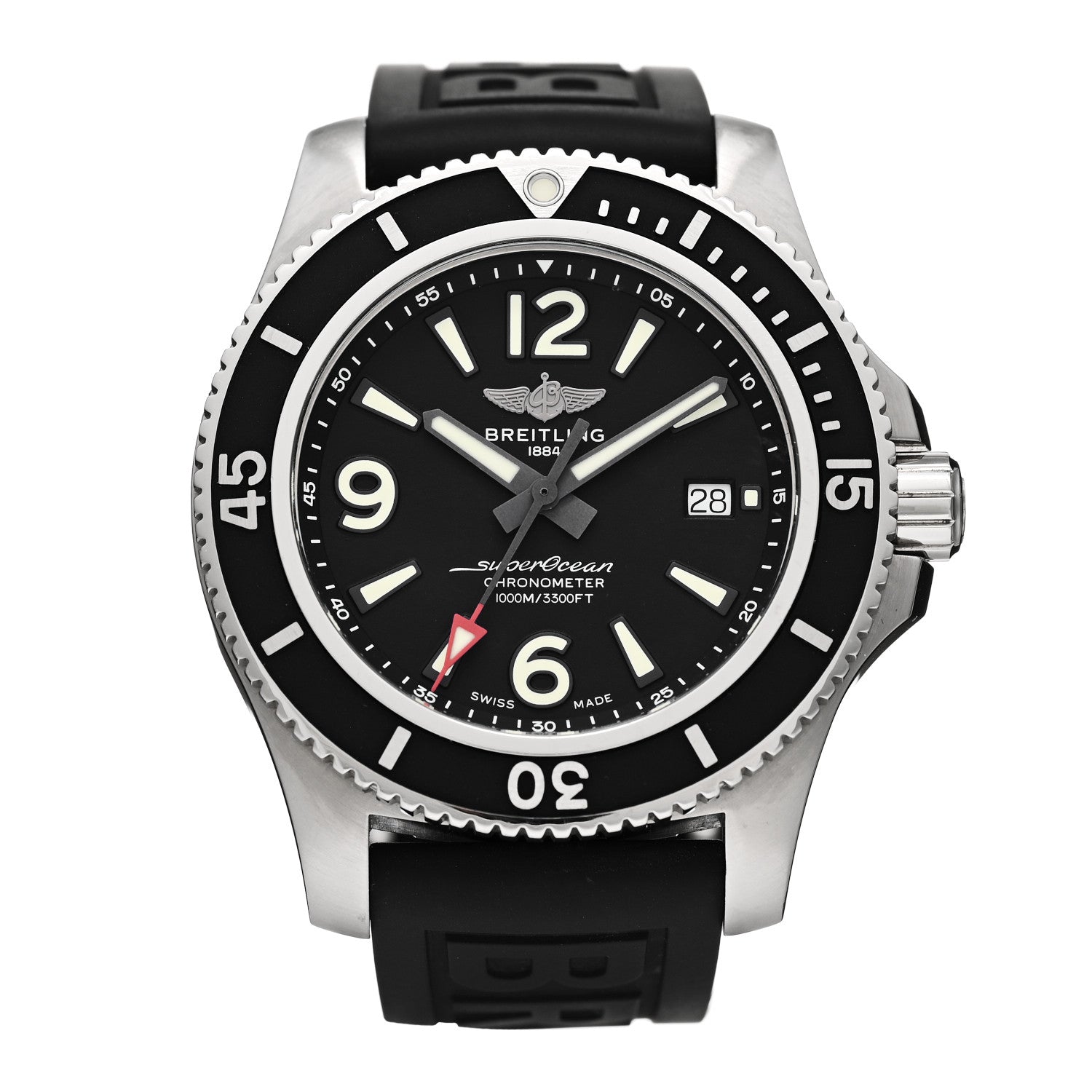 Breitling Stainless Steel Rubber 44mm Super Ocean Chronometer Automatic Watch Black A17367 1 of 5