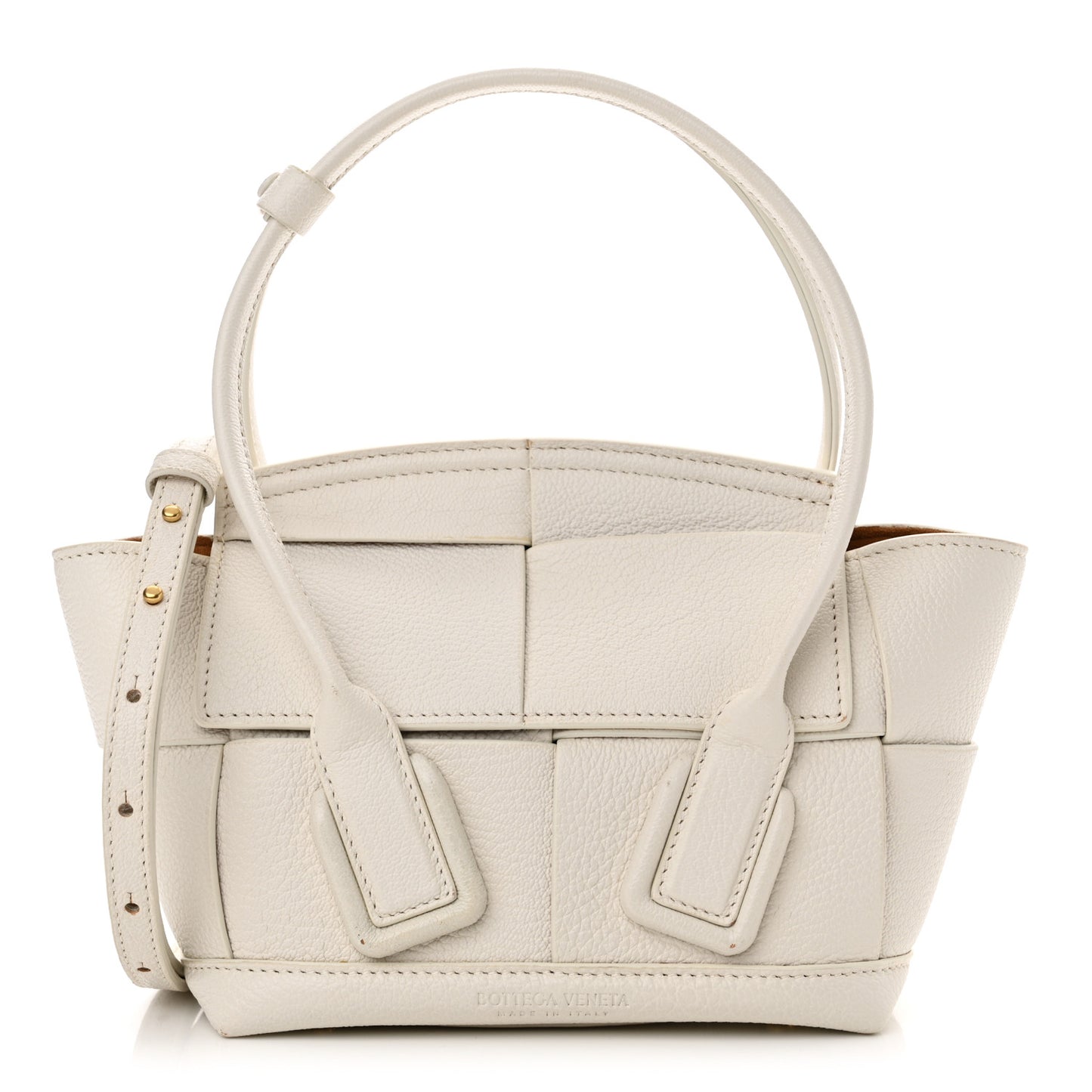 Grained Calfskin Maxi Intrecciato Mini Arco Bianco